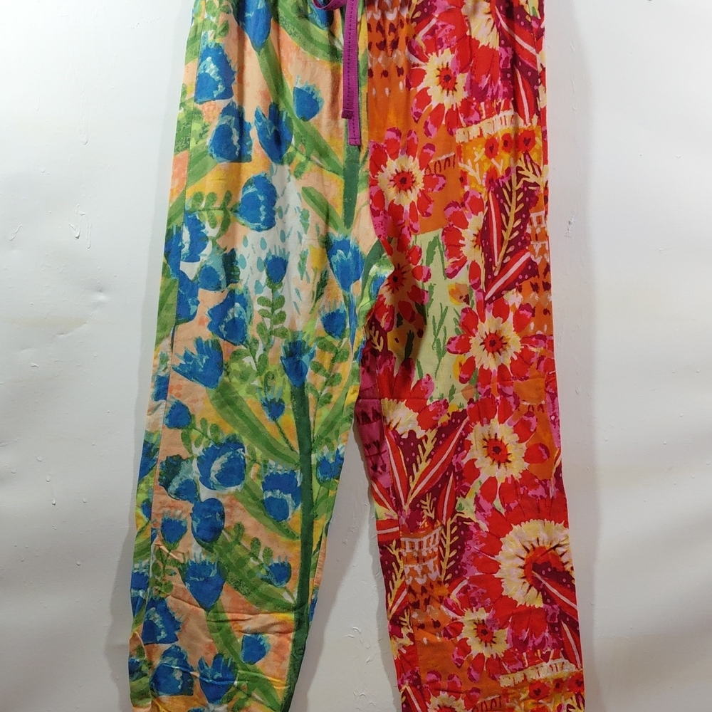 Anthropologie Multicolor Floral Mix Pajama Pants - Blue, Green, Pink, Orange